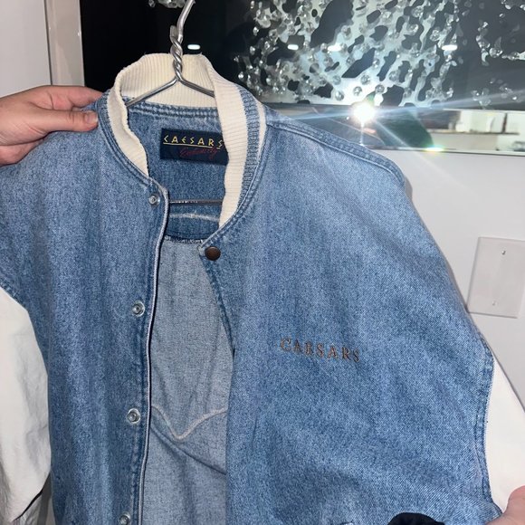 🥊🏛🎲 Caesar’s Palace Las Vegas Bomber Jacket Jean Men's M Mike Tyson 🎲🎰🥊 - Picture 2 of 4